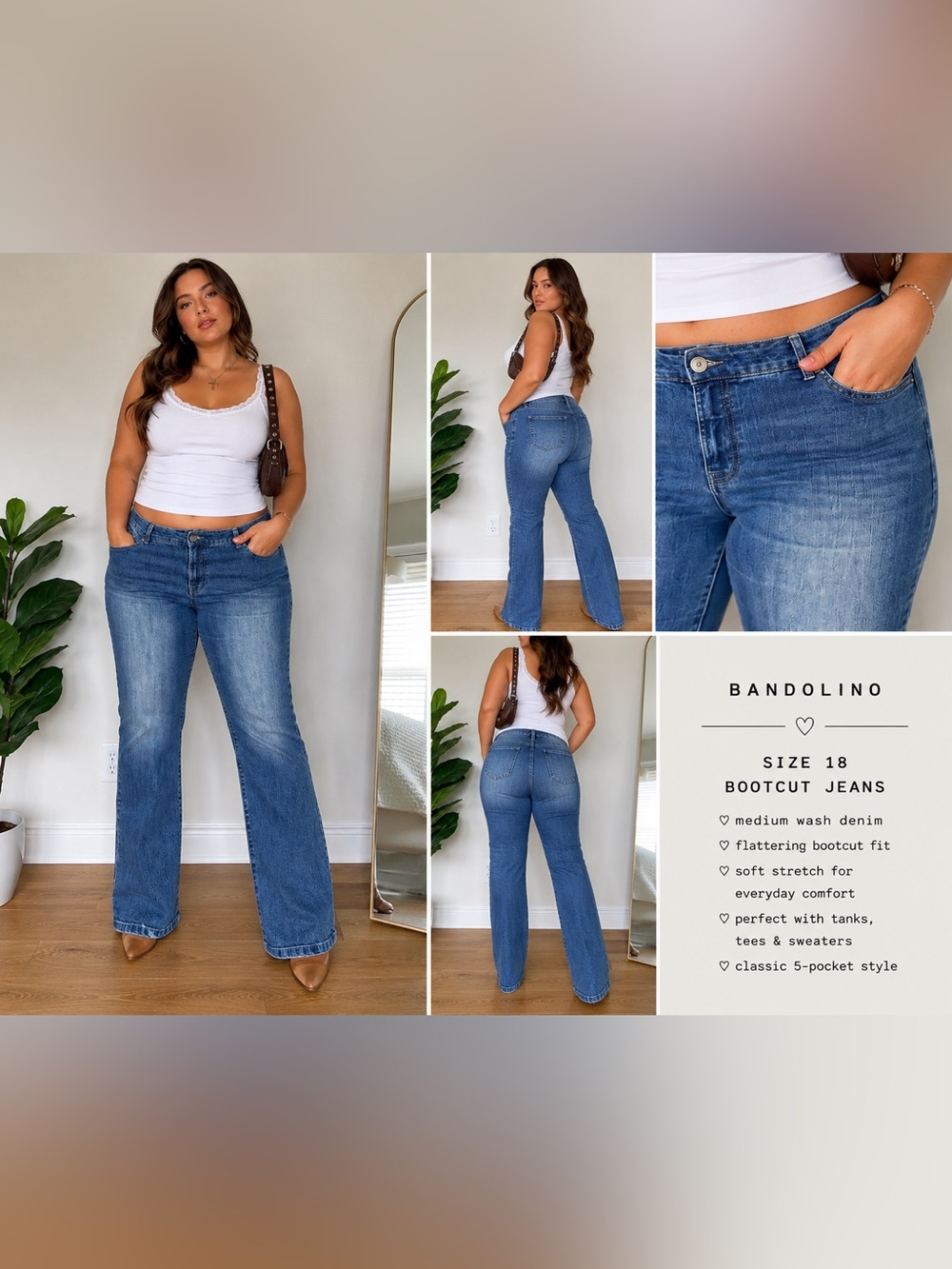 Bandolino Mid-Rise Flare Jeans in Blue Wash Size 18